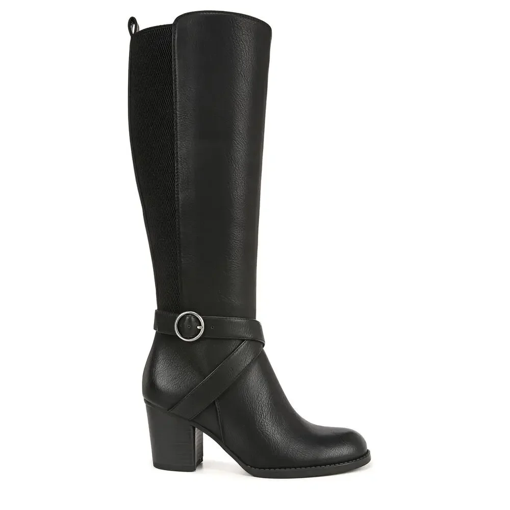 NATURALIZER SOUL TRIYA WOMENS BLACK WIDE CALF TALL BOOTS SIZE 8.5 W